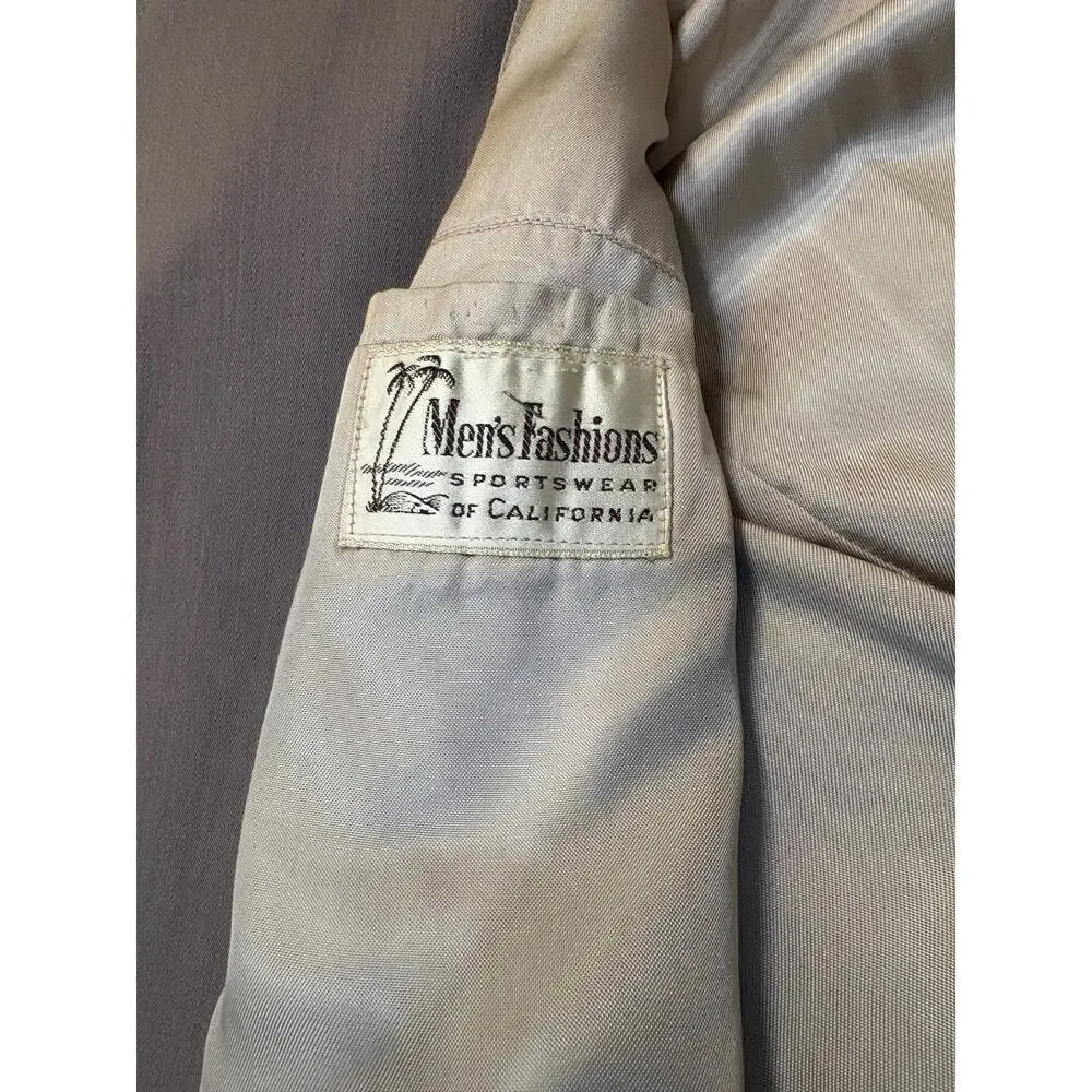 VTG‎ 1950's Gabardine Belted Hollywood Jacket 38R Rockabilly Hepcat Elvis Taupe